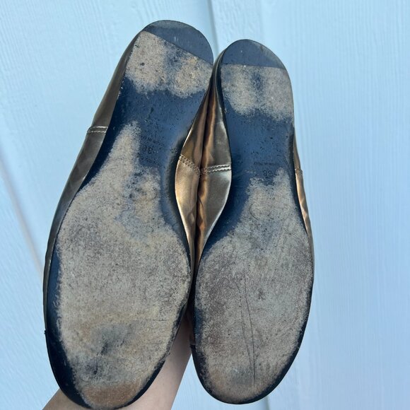 Vintage Prada Linea Rossa Black and Gold Ballet Flats, Sz 38 - Picture 2 of 5